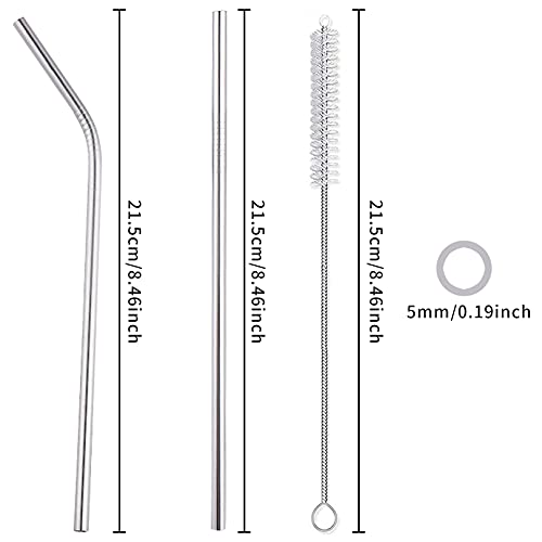 Strohhalm Edelstahl, Metall Strohhalm, Wiederverwendbare Strohhalme, 12er Set Metal Straw, Trinkhalme mit vier… – Bild 4