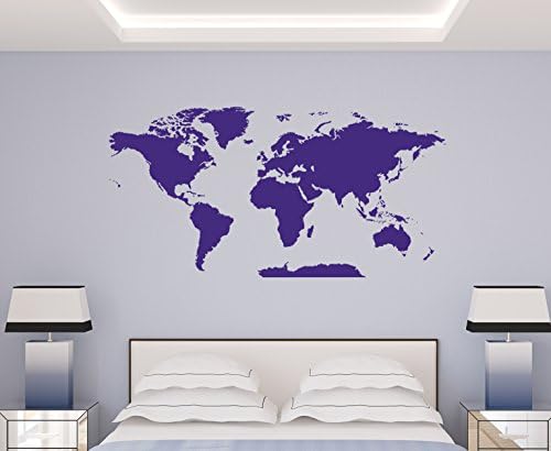 World Map Decal - Extra Large & Easy to Apply Vinyl Wall Decor - Removable Earth Map Sticker - Atlas Decals Maps Poster - Huge World Map Wall Decal (Black)
