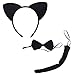 BCP Black Kitty Cat Ears, Tail, and Bow Tie Party Halloween Costume kit