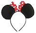 Girls Red and White Polka Dot Minnie Mouse Ears on a Black Velvet Alice Headband