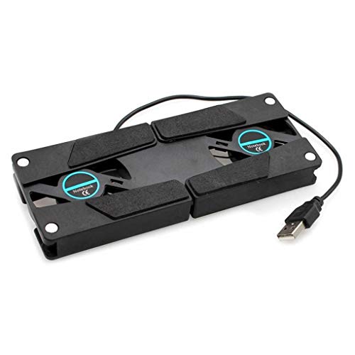 Miaomiaogo Laptop Desk Support Dual Cooling Fan Notebook Computer Stand Foldable USB Rack Holder Black