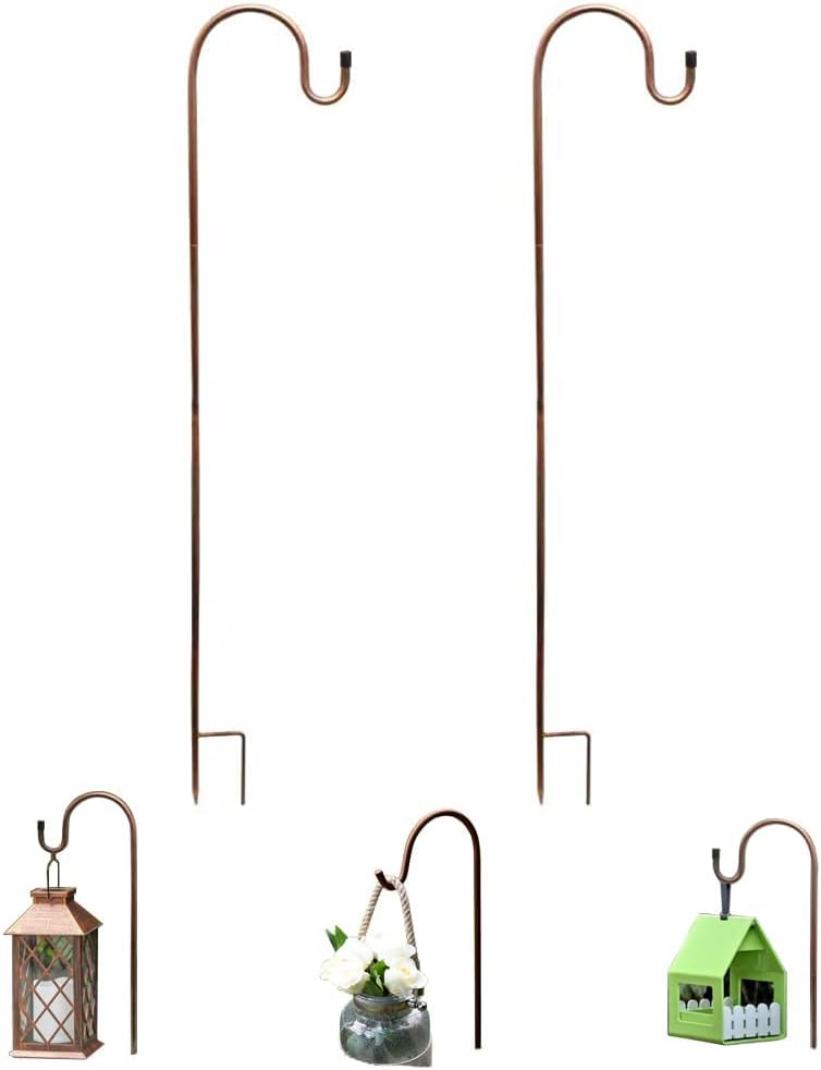 Outdoor Shepherd's Hooks - Dualshine Shepherd Hook 35 inch Tall Garden Outdoor Hook for Hanging Solar Light, Bird Feeders, Lanterns, Mason Jars, Garden Stake and Wedding Decor (2 Pack)
