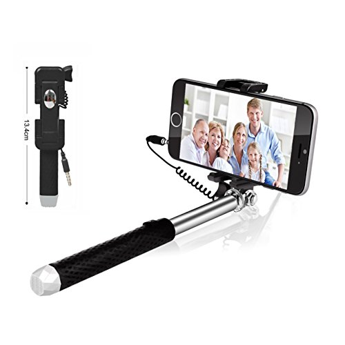 KansÂ® Pen size Self-portrait Monopod Cable Control Extendableï¼ˆ5.2-27.5inchï¼‰ Selfie Stick [Battery Free] with Adjustable Holder & Built-in Remote Shutter Designed for Apple, Android Smartphones