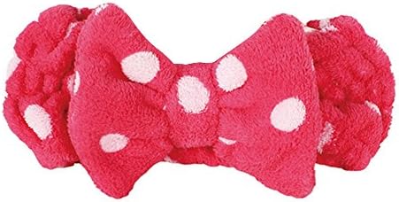 Adela Girl Soft Coral Velvet Hair Wrap Big Bow-knot Polk Dot Headband Daily Face Wash Bath Hair Band, Rose
