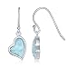 Beaux Bijoux Sterling Silver Larimar Heart Earrings for Women | Beautiful Natural Dominican Larimar Jewelry | Heart Shaped Blue Larimar Stones | Unique Dangle Hypoallergenic Earrings