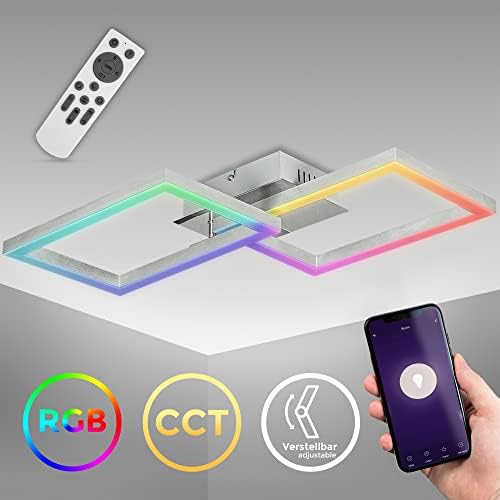 Lâmpada de teto LED com WiFi inteligente I App e comando remoto I ajustável CCT I RGB I controlo por voz Compatível com iOS e Android