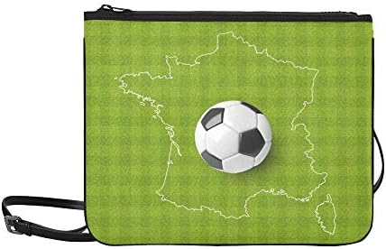 A Soccer Ball On An Outlined France Map On A A Gre Pattern Custom High-grade Nylon Slim Clutch Bag Cross-body Bag Shoulder Bag