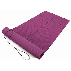 Ewedoos Eco Friendly Yoga Mat with Alignment Lines, TPE Yoga Mat Non Slip Textured Surfaces ¼-Inch Thick High Density…