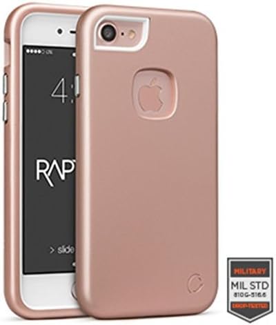 iPhone 8 4.7" Case, Cellairis Rapture Elite 3-Layer Grippy Protective Shockproof Rugged Impact Polycarbonate/Silicone Defense Case for Apple iPhone 8 - Matte Finish (Rose Gold/White)