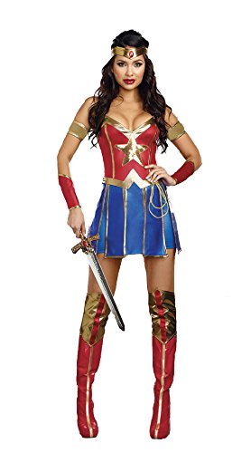 GDreamer WW8 Wonder Woman 6 Pieces Adult Costume for Halloween and Cosplay Party One Size