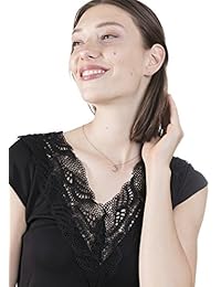 Happiness - Collar con colgante de media luna y media luna, color plateado