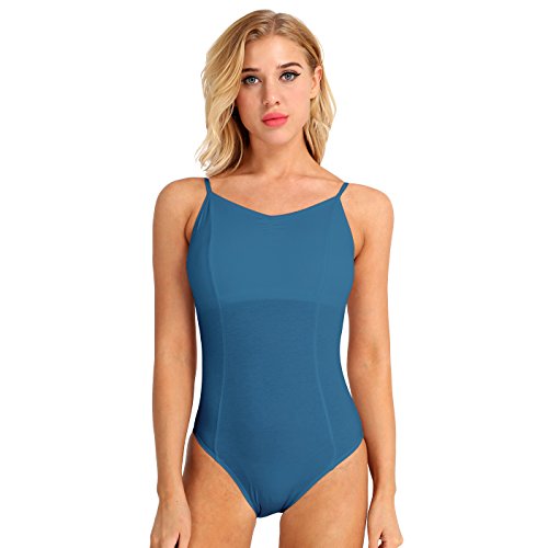 winying Womens Criss Cross Back Built in Shelf Bra Ballet Dance Leotard Gymnastic Bodysuit Dancewear Blue-Green Medium