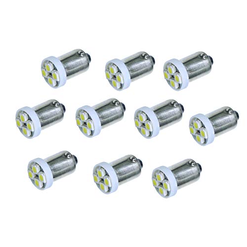 PAÂ® 10PCS #1893 #44 #47 #756 #1847 BA9S 4SMD LED Wedge Pinball Machine Light Bulb Green-6.3V