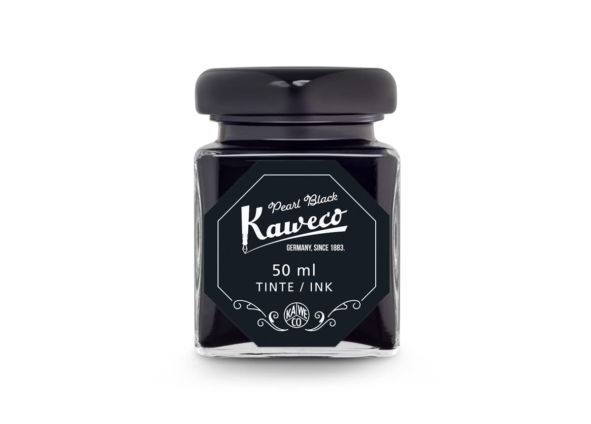 Kaweco Ink Bottle 50 ml Pearl Black I Premium Ink for Fountain Pen in Glass I with Kaweco Quality Seal I Vegan Cruelty Free Water Soluble Calligraphy Lettering Writing