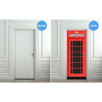 Amazon.com: Door wall sticker London Telephone Box self-adhesive ...