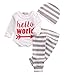 Newborn Baby Girl Boy Clothes Outfit Arrow Romper+ Striped Pants+ Hat 4pcs Set