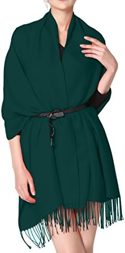 Cashmere feel scarf wraps shawl warm plain long scarf for women soft oversized pashmina scarf Dark green