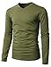 H2H Mens Easy to Wear V-Neck Casual Long Sleeve T-Shirts OliveGreen US L/Asia XL (KMTTL0374)