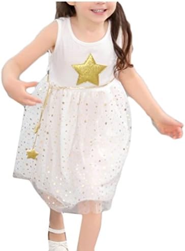 Generic Little Girls Cute Summer Princess Evening Dresses Sleeveless Tulle Baby Dress White 7T