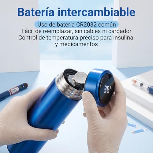 VOURTM Enfriador De Insulina Portátil Con Pantalla Táctil Digital - Hielera Insulina De 60 Horas Con 2 Botellas De Gel Y Bolsa De Almacenamiento Para Viaje Diario, Desplazamientos Y Vacaciones