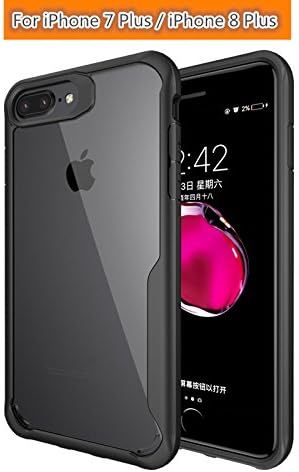 FARSAIL iPhone 8 Plus Case, iPhone 7 Plus Case, [Crystal Clear] [Shock Absorption] [PC+TPU] Slim Hybrid Anti-Scratch Protective Case Cover for Apple iPhone 8 Plus/7 Plus - Black