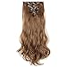 Clip in Hair Extensions 8 PCS 18 Clips 145G Thick Straight Curly Full Head Real Natural Synthetic Fibre Hairpiece 60 colors for Women Lady Girls(17 inch,light brown-curly)