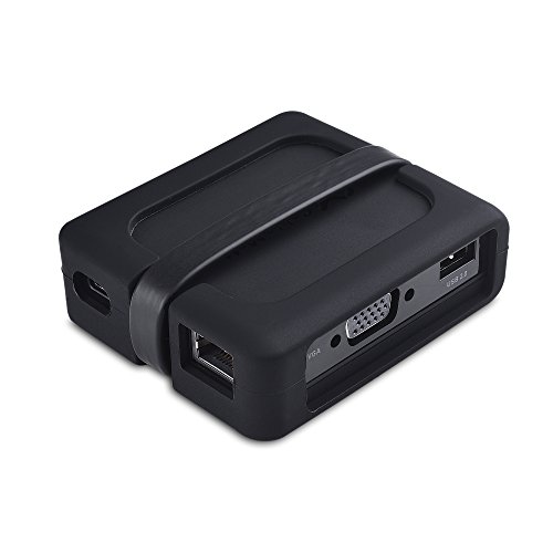 Cable Matters USB-C Multiport Travel Dock with HDMI / DP / VGA, USB 2.0, Fast Ethernet, 60W Power Delivery (Thunderbolt 3 Port Compatible) for 2016/2017 MacBook Pro, Dell XPS, Surface Book 2 and more
