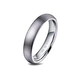 AW Tungsten Ring with Brushed Finish - Comfort Fit Engagement Wedding Band 4mm, Size 5-15