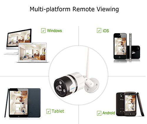 LONNKY Wireless Security Camera, WiFi 1080P IP Camera (2.0mp Bullet Outdoor P2P), 160 Degree Wide Angle Viewing Field, Mobile Remote Viewing, Micro SD Card/Cloud Storage, Two Way Audio