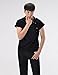 4BS Mens Casual Buckle Zipper Slim Hoodie Cotton Solid Short Sleeve T-Shirts Black US L(Tag Size 2XL)