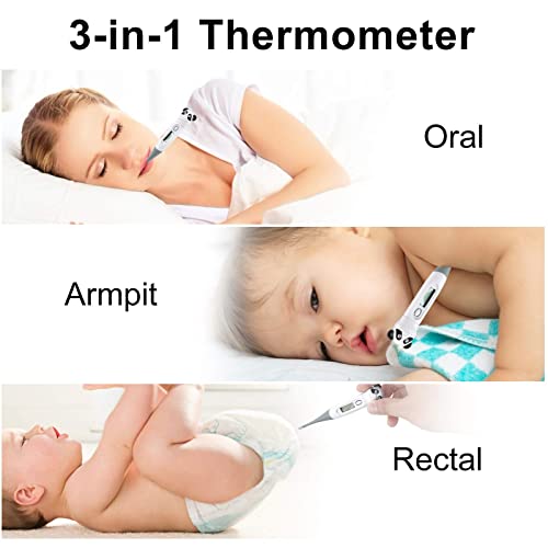 Digital Thermometer, Accurate Oral Underarm Rectal Temperature Thermometer, Flexible Tip & Waterproof