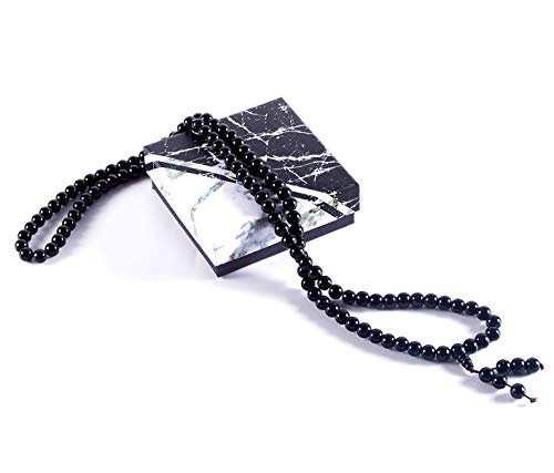 Bogo Arty 108 Obsidian Crystal Prayer Bead Multilayer Stretch Bracelets Meditation Mala Beads Bracelet Necklace (Black-8mm) - Thumbnail 3