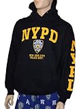 NYPD Hoodie Yellow Sleeve Print Sweatshirt Navy Blue