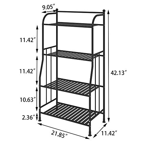 TZAMLI 4 Tier Metal Shelf Tower, Free Standing Shelving Unit Heavy Duty