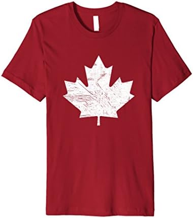 Mens Maple Leaf Vintage Look T-Shirt Canada 150 Celebration Large Cranberry