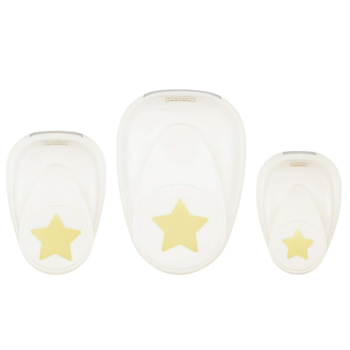 Vaessen Creative Craft Paper Punch - Stars - 3 Pcs - Various Sizes - Circle Cutter for Crafting and Card Making - Star, White/Pink