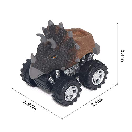 zoordo Pull Back Vehicles, Dinosaur Cars Toys with Big Tire Wheel 4 Pack Playset for 2 to 5 Year Old Boys Girls Kids Gifts