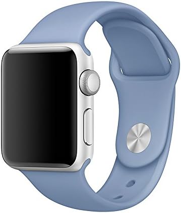 Apple Watch Band, Weaoren Soft Silicone Replacement with Stainless Steel Pin Sport Band for 38mm Apple iWatch S/M ( Baby Blue )