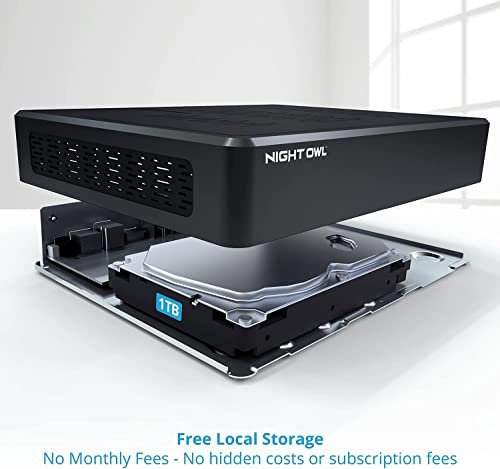 Night Owl 8 Channel 4K Bluetooth DVR with 1TB Hard Drive and 4 Wired 4K Spotlight Cameras with Audio Alerts and Sirens