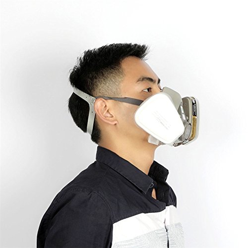 RONGT Safety Mask 3M 7502 / 6200 Respirator Half Face Gas Mask Painted Activated Carbon Mask Against Organic Vapors Gas Cartridges 7 Items for 1 Set (7502) - Thumbnail 5