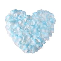 APICCRED 2000 PCS Artificial Silk Flower Rose Petals for Bridal Wedding Party Decoration (White and Blue)