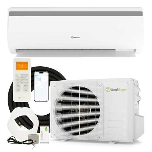 Real Relax 12000 BTU Mini Split AC Heater, 20 SEER2, 115V Inverter | Cools & Heats Up to 750 Sq.Ft, WiFi & Alexa Compatible, R454B Refrigerant, Included Installation Kit Ductless
