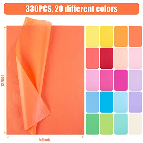 Koogel Tissue Paper Bulk, 330 Sheets Gift Wrapping Paper Craft Tissue Paper 20 Colors 13.7 x 9.8 Inch for Holiday Birthday Gift Wrapping DIY Project