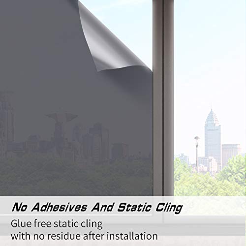 Ablave Window Film One Way Mirror Film Daytime Privacy Window Tint Anti-UV Heat Control Static Cling Vinyl(17.7in x 78.7in)