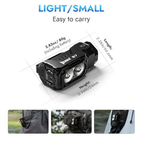 WUBEN E7 1800 Lumen Rechargeable Mini Flashlight with Magnet - Super Bright 6 Modes EDC Flashlight, Typ-C Rechargeable LED; IP68 Pocket Flashlight for Headlamp Use, Rescue, Camping