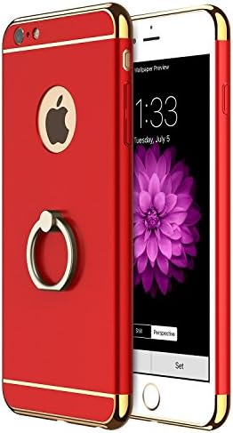iPhone 6s Plus case, KoTeel 3 in 1 Ultra Thin Anti-Drop Scratch Resistant Shockproof Electroplate Frame Case Cover with 360 Degree Ring Kickstand for iPhone 6 Plus / iPhone 6S Plus 5.5 Inch (Red)