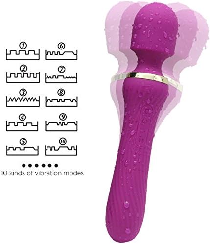 Large Multifunction Cordless Wand Massager 10x Multi-Speed Vibrations USB Fast Charging Personal for Neck Back Leg Shoulder Muscle Massage Suitable for Travel and Gift (YL-Purple)