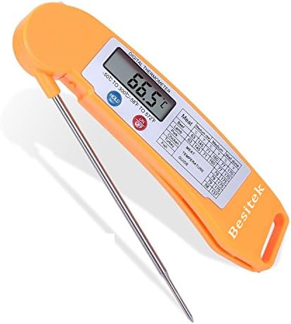 Meat Thermometer ,Besitek Super Fast Digital Electronic Food Thermometer Cooking Thermometer Barbecue Instand Read Meat/Candy/BBQ Thermometer with Probe for Oven/Grill Food Cooking- Orange