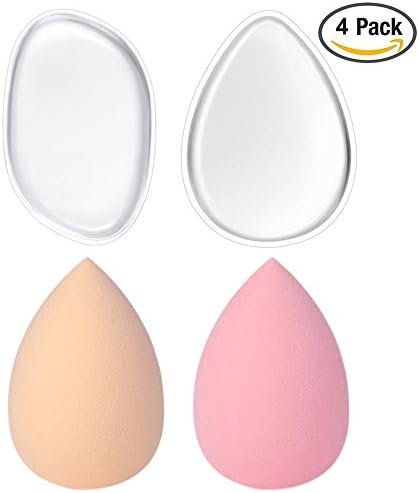 KEKU 2 Pack Silicone Makeup Sponge with 2 Pack Beauty Makeup Blender Set for Concealer Gel Foundation Liquid Creams Contouring Cosmetic Application