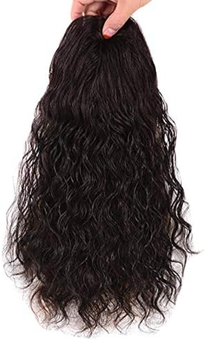 TOPJIN Womens' 12" Seamless Clip in Curly Human Hair Extensions Hair Toppers Top Toupee Hairpiece for White/Loss Hair Natural Black
